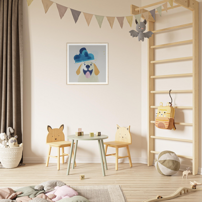 Cute children’s play corner with animal chairs, perfect for nursery decor