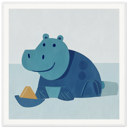 Cartoon hippo with blue spots for fun nursery wall art or decor in product214