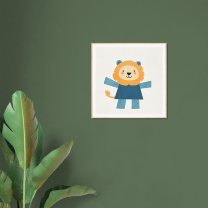 Cartoon lion in blue outfit, perfect for nursery wall art or decor in product219