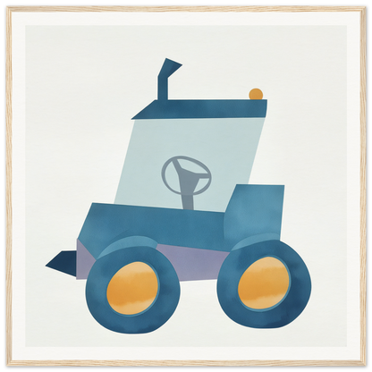 Colorful cartoon tractor in blue tones for nursery wall art or decor in product224