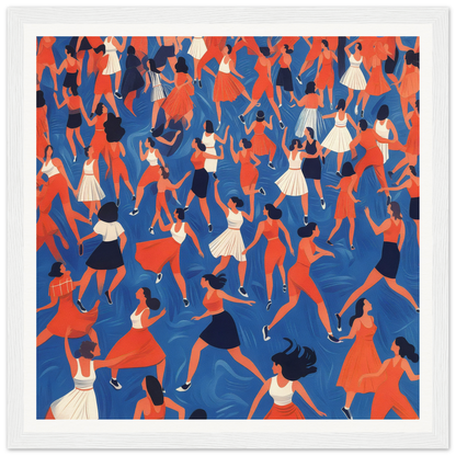 Energetic dancing crowd in red, white, and blue for fun nursery wall art decor