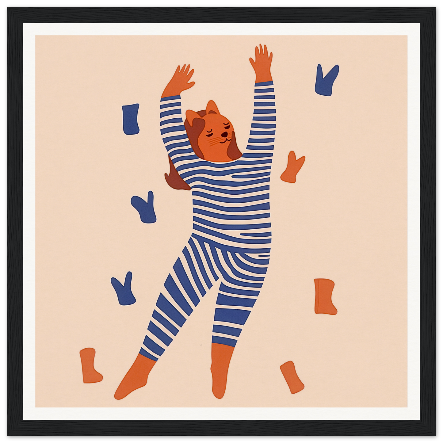 Dancing bear in pajamas with socks, perfect for nursery wall art or decor