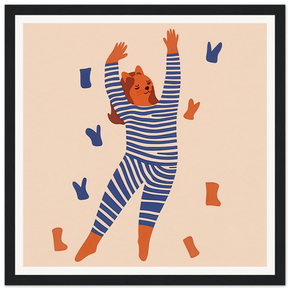 Dancing bear in pajamas with socks, perfect for nursery wall art or decor