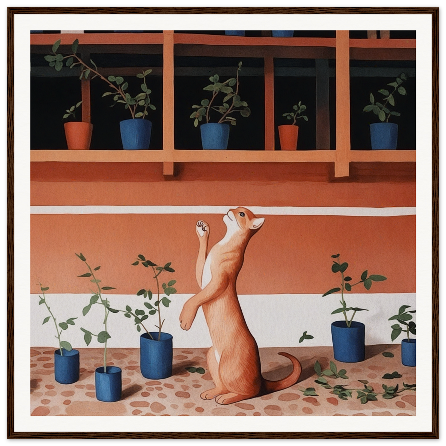 Standing orange cat reaching up, perfect for nursery wall art or decor in product232