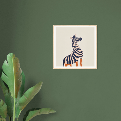 Framed poster of a zebra with orange feet for fun nursery wall art and decor