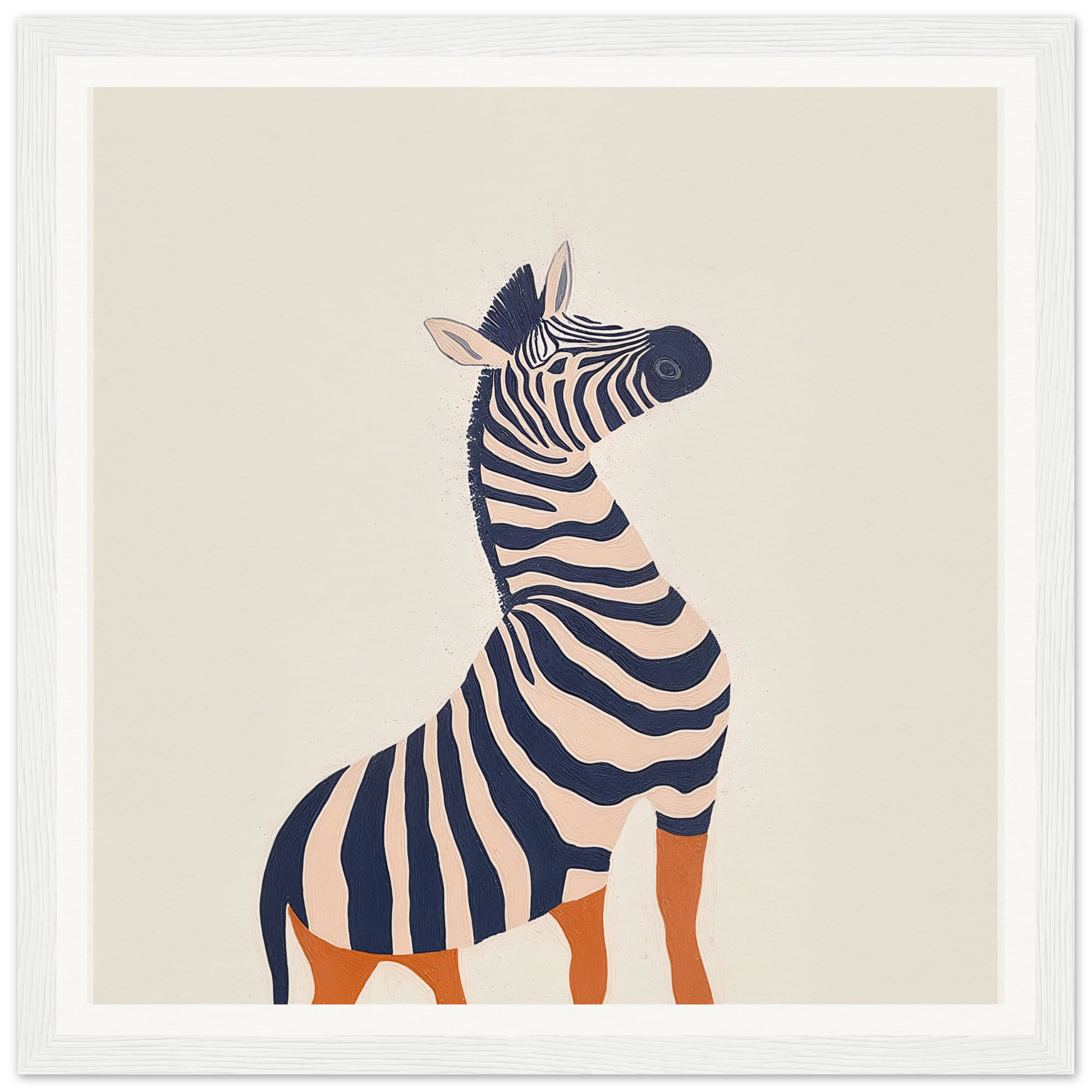 Stylized zebra with orange legs in product234, perfect for nursery wall art and decor