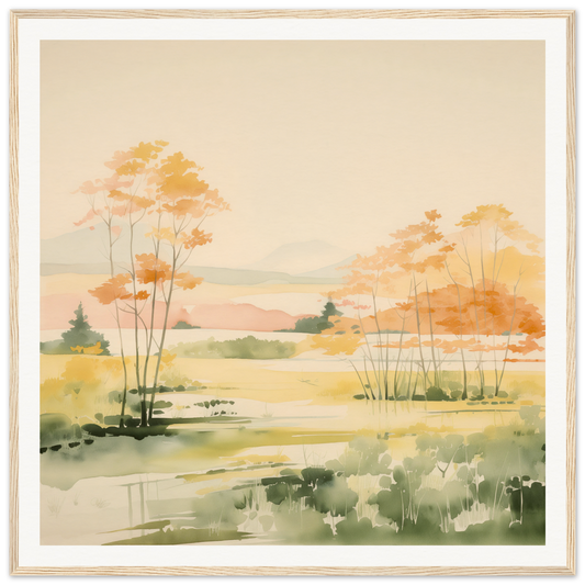 Watercolor painting of autumn landscape for nursery wall art and decor