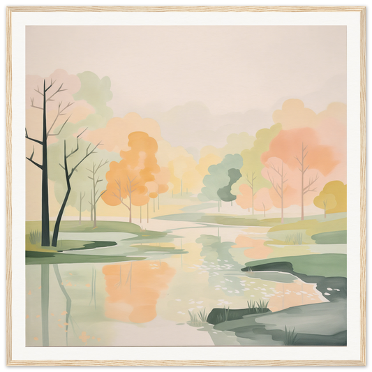 Peaceful watercolor landscape with a stream, perfect for nursery wall art or decor