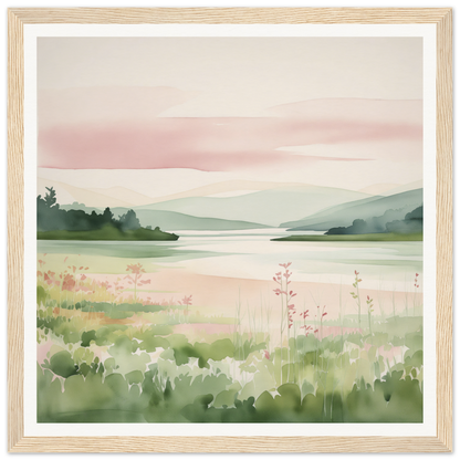 Watercolor landscape of a lake, perfect for nursery wall art or decor in product42