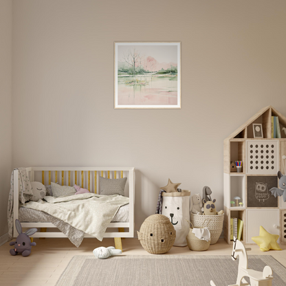 Cozy Wooden crib with gray bedding and yellow accents perfect for nursery decor