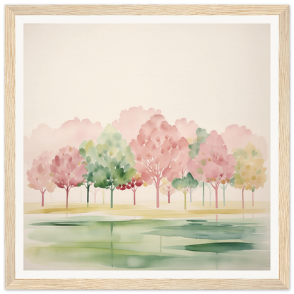 Watercolor painting of pink and green trees for nursery wall art or decor in product5