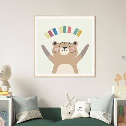 Cheerful cartoon otter with colorful shapes for fun nursery wall art in Product53