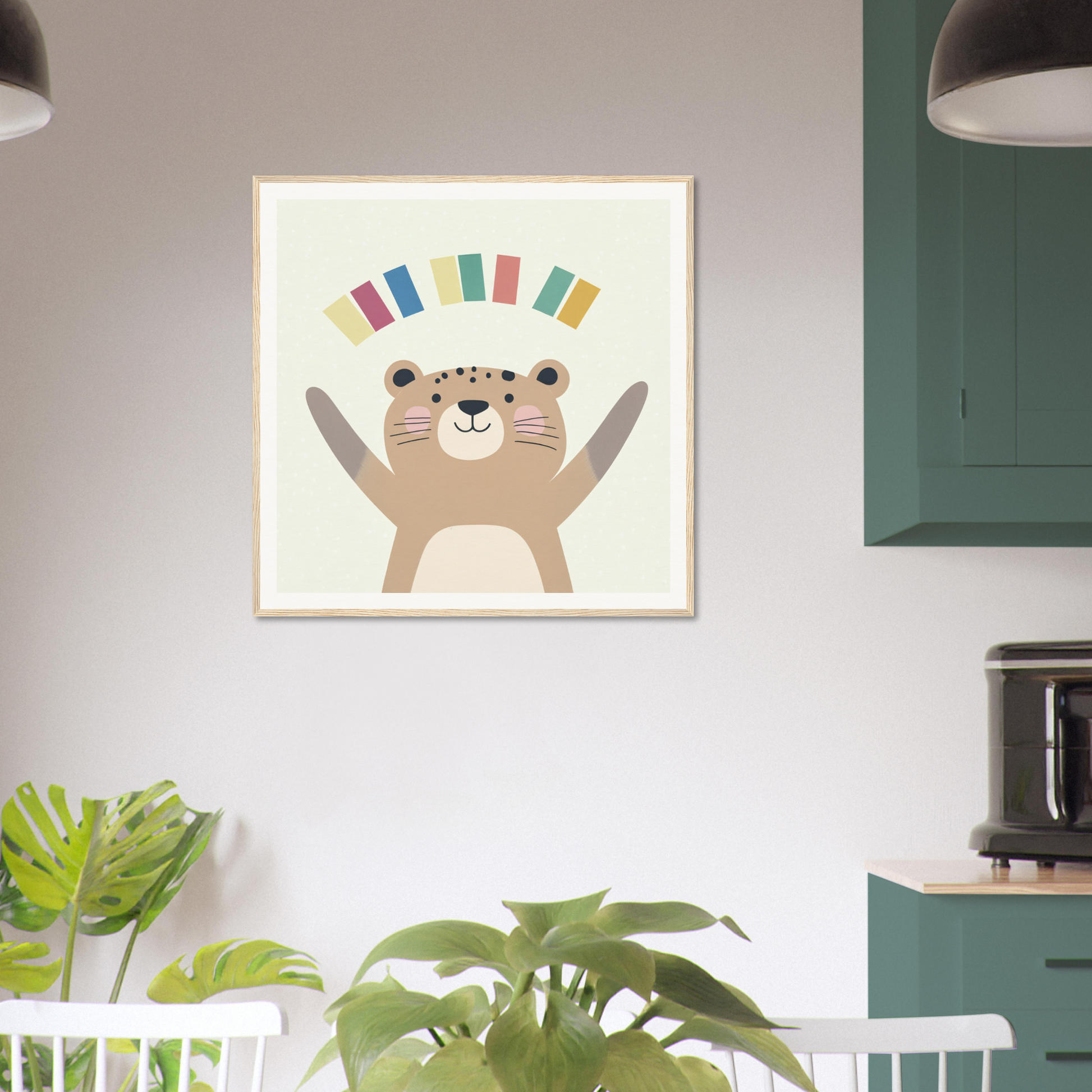 Cheerful cartoon otter with raised arms for fun nursery wall art and decor