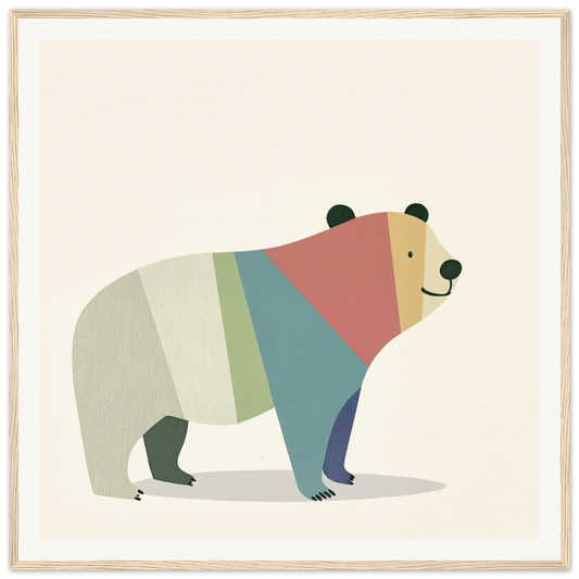 Colorful geometric bear illustration for trendy nursery wall art or decor in product54