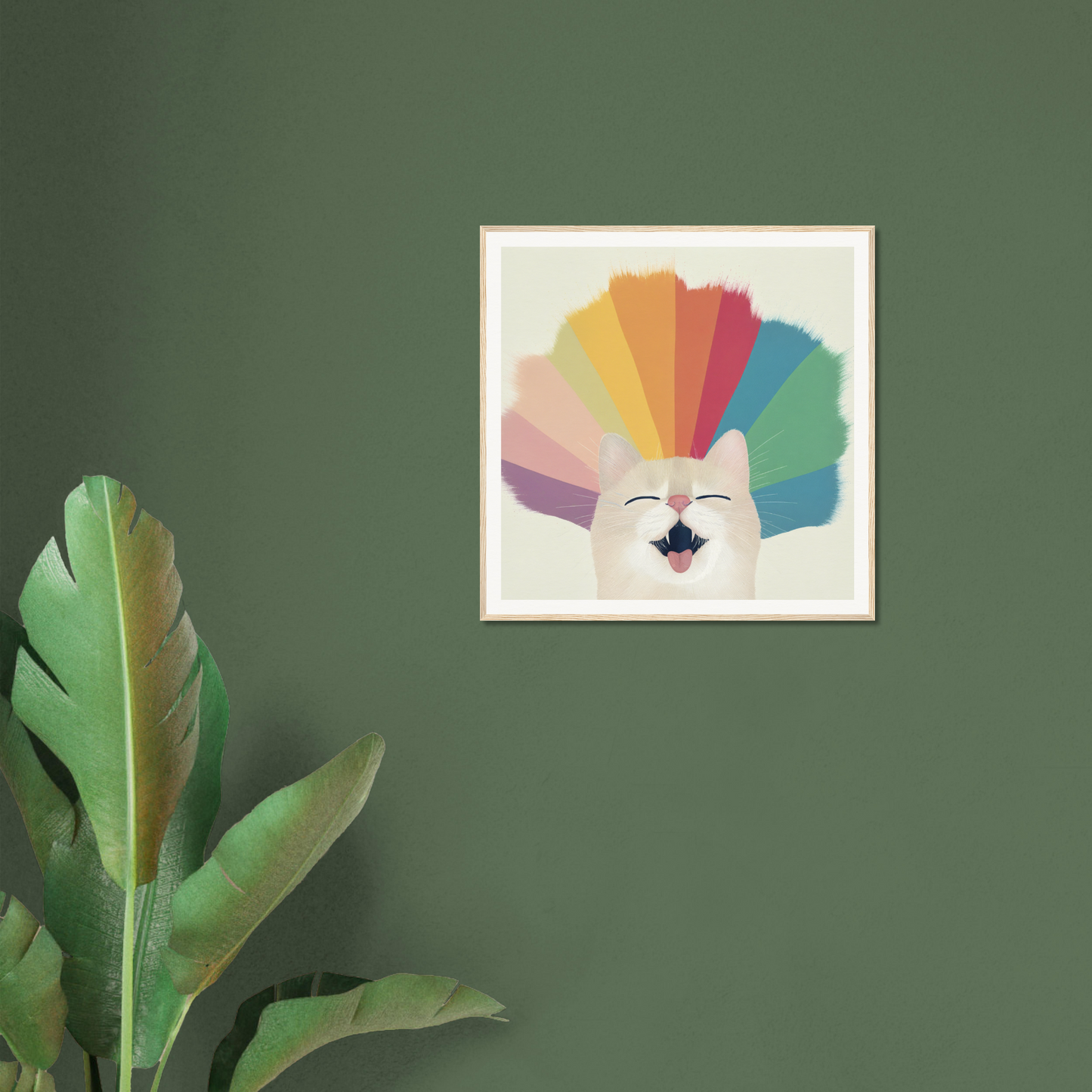 Rainbow peacock design framed poster for vibrant nursery wall art and decor