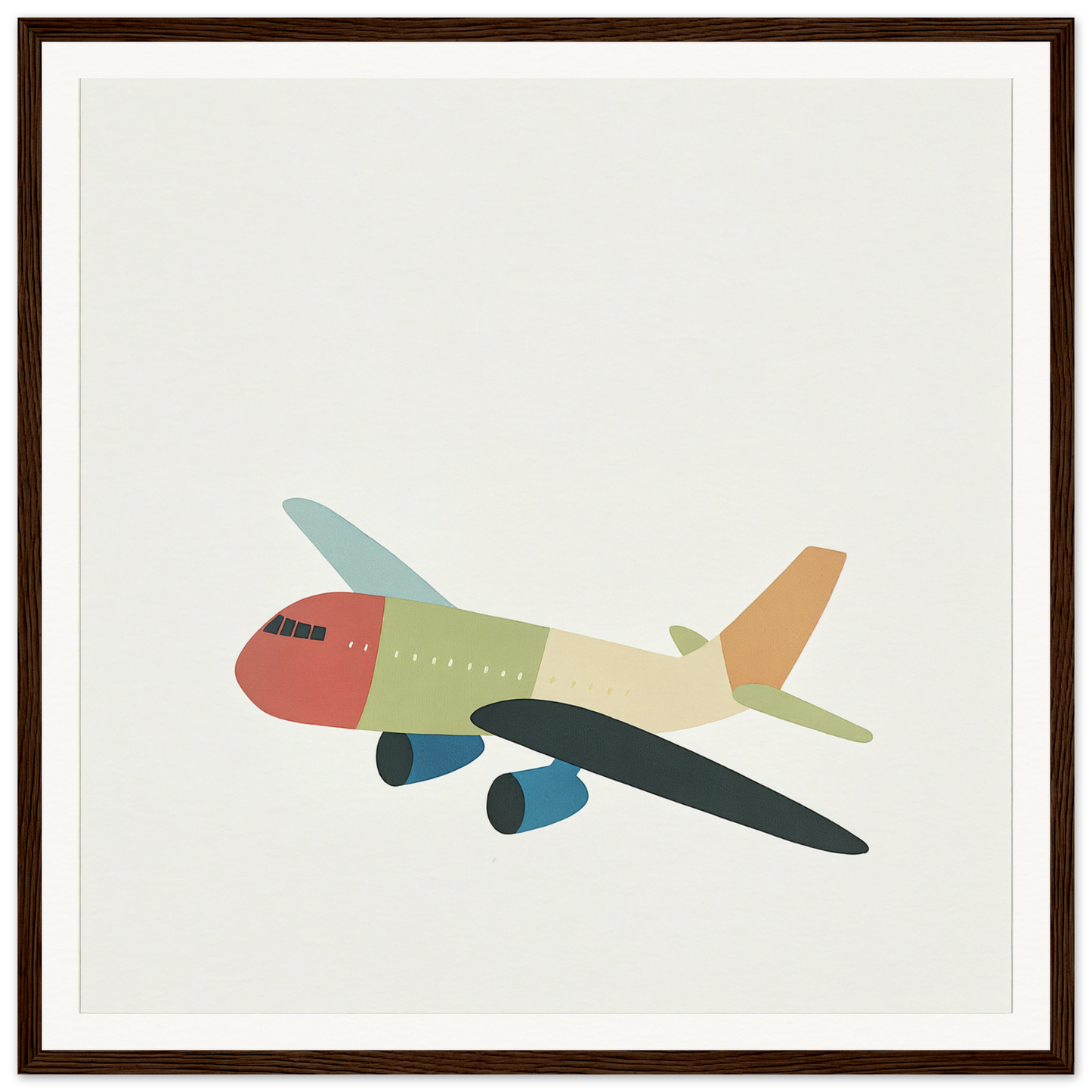 Colorful cartoon airplane for nursery wall art, perfect for fun nursery decor