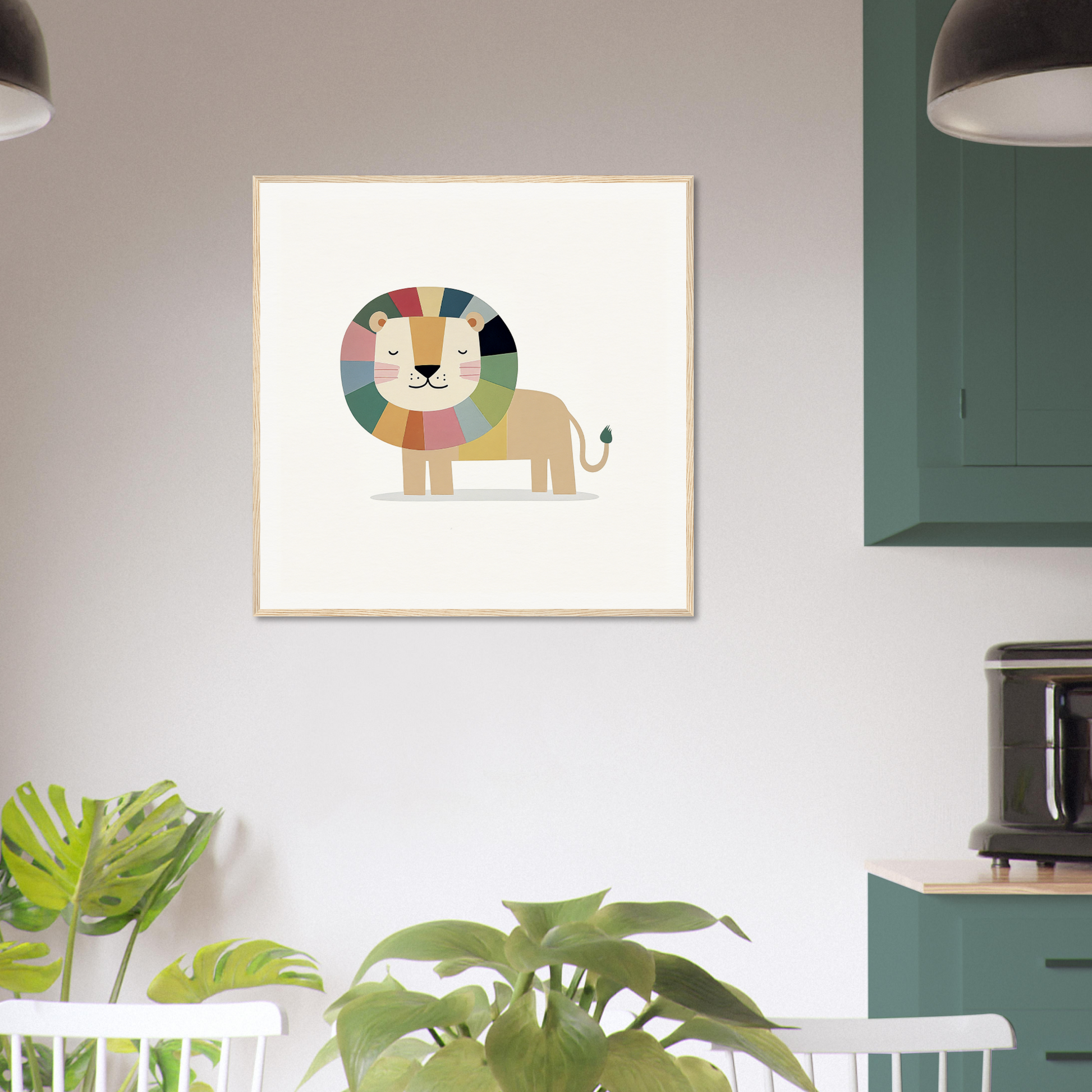 Colorful geometric lion illustration for trendy nursery wall art in product83