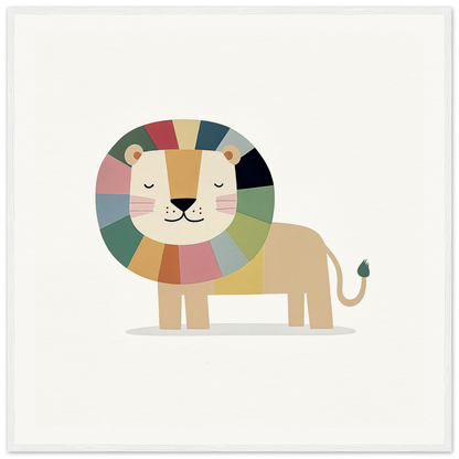 Cute cartoon lion with rainbow mane for fun nursery wall art or decor in product83