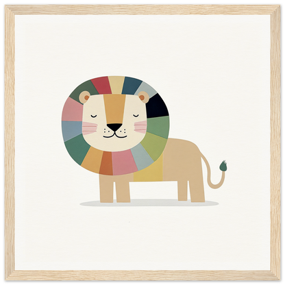 Cute cartoon lion with rainbow mane for fun nursery wall art or decor in product83