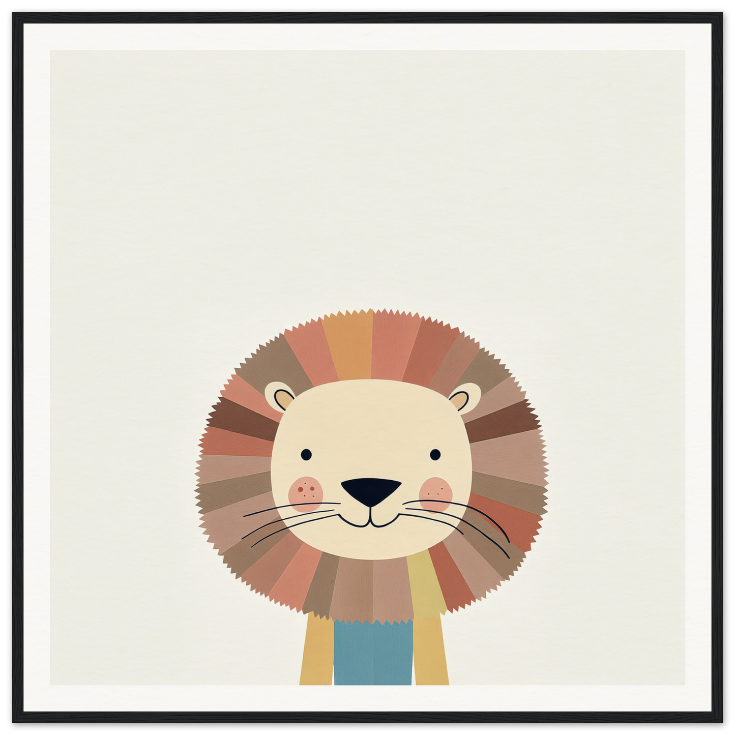 Cute cartoon lion with round mane in warm earth tones for nursery wall art product84