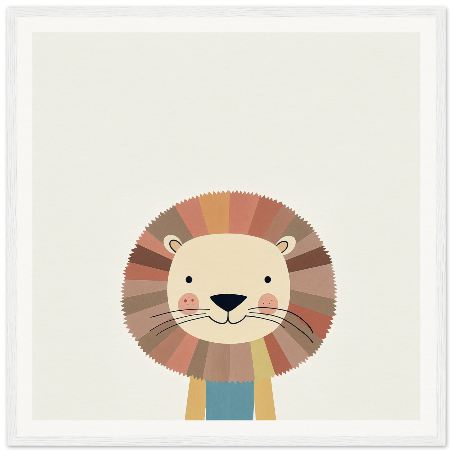 Cute cartoon lion with a fluffy mane, perfect for nursery wall art or decor