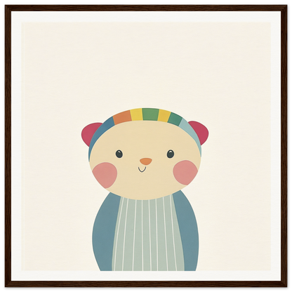 Cute cartoon bear with rosy cheeks and headband perfect for nursery wall art