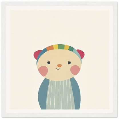 Cute cartoon bear in a headband perfect for nursery wall art or decor