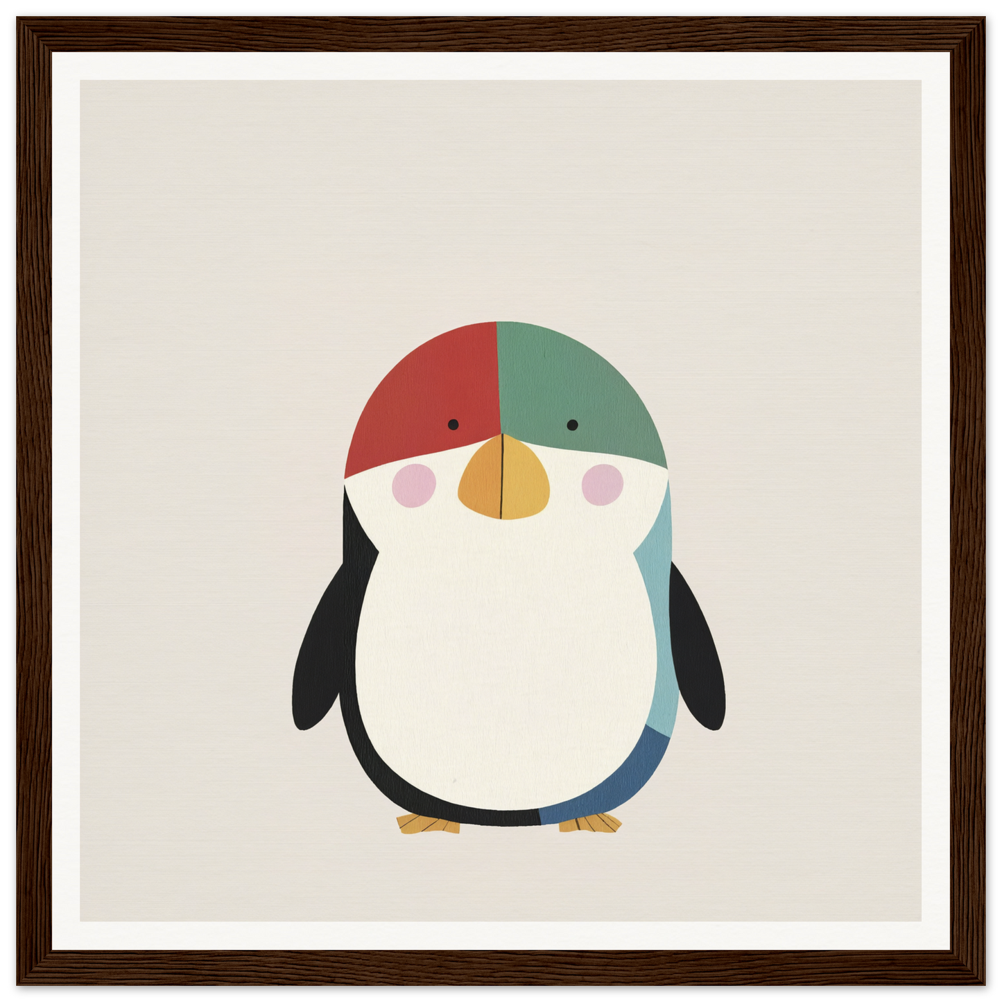 Cute cartoon penguin in winter hat perfect for nursery wall art or decor