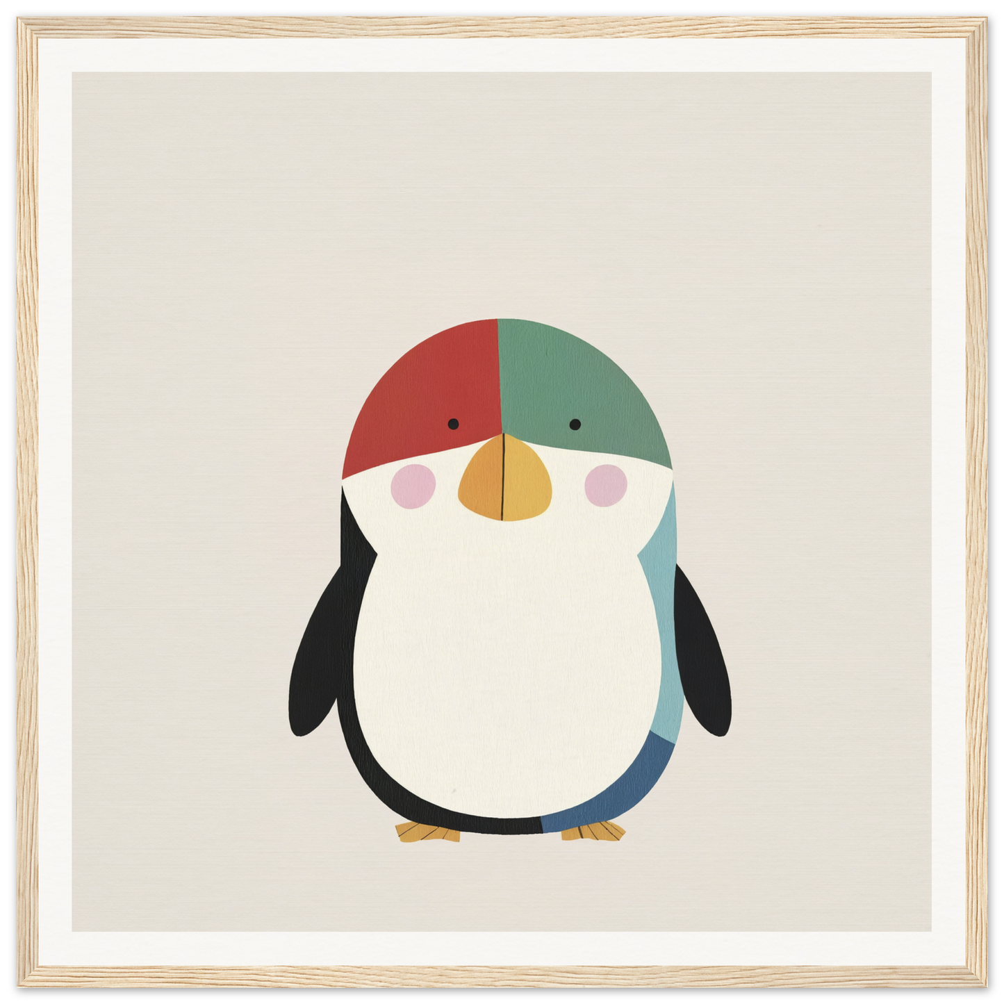 Cute cartoon penguin in a winter hat, perfect for nursery wall art or decor