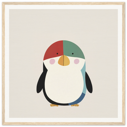 Cute cartoon penguin in a winter hat, perfect for nursery wall art or decor