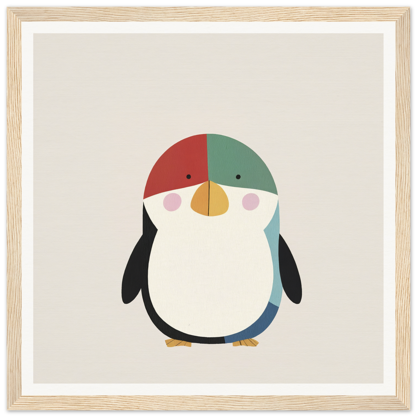 Cute cartoon penguin in a winter hat, perfect for nursery wall art or decor