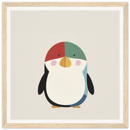 Cute cartoon penguin in a winter hat, perfect for nursery wall art or decor