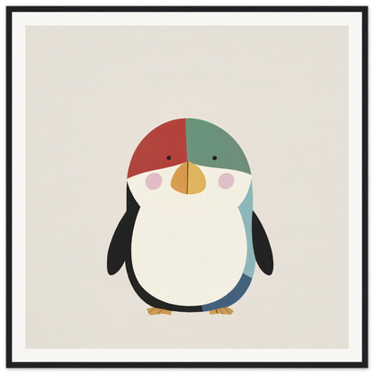 Cute cartoon penguin in a colorful hat, perfect for Nursery Wall Art or Decor