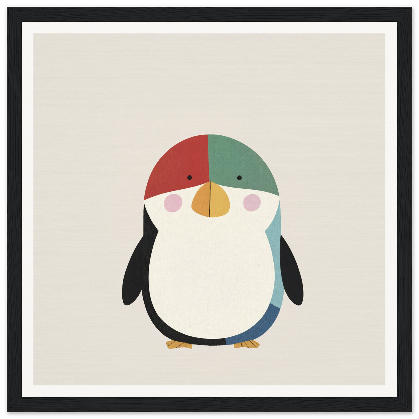 Cute cartoon penguin in a winter cap, perfect for nursery wall art or decor