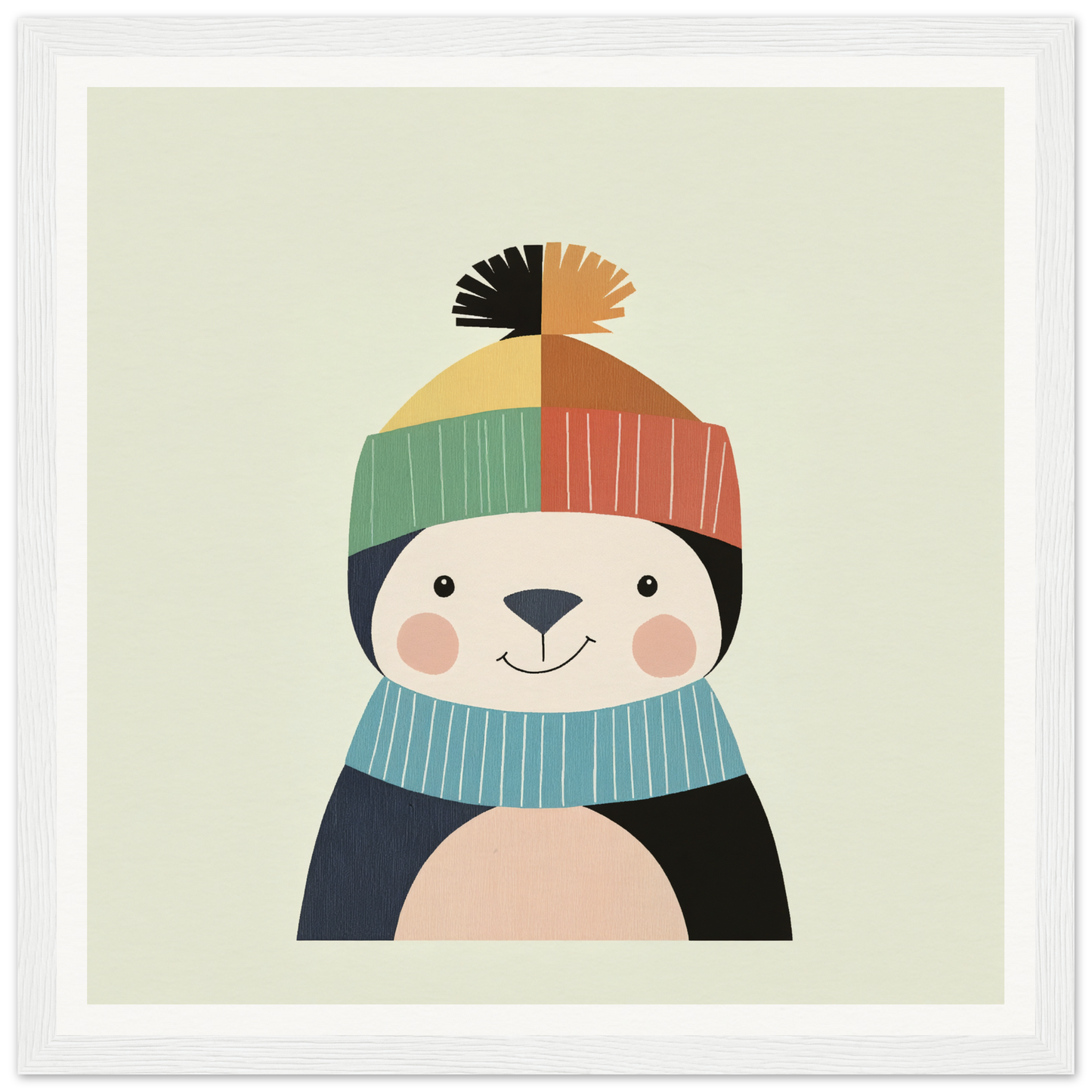 Cute cartoon penguin in a hat and scarf for fun nursery wall art in product88