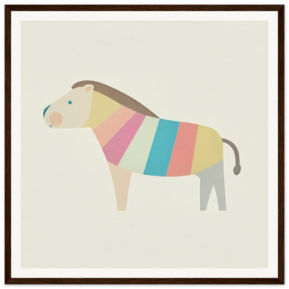 Stylized horse illustration in pastel stripes for cute nursery wall art or decor