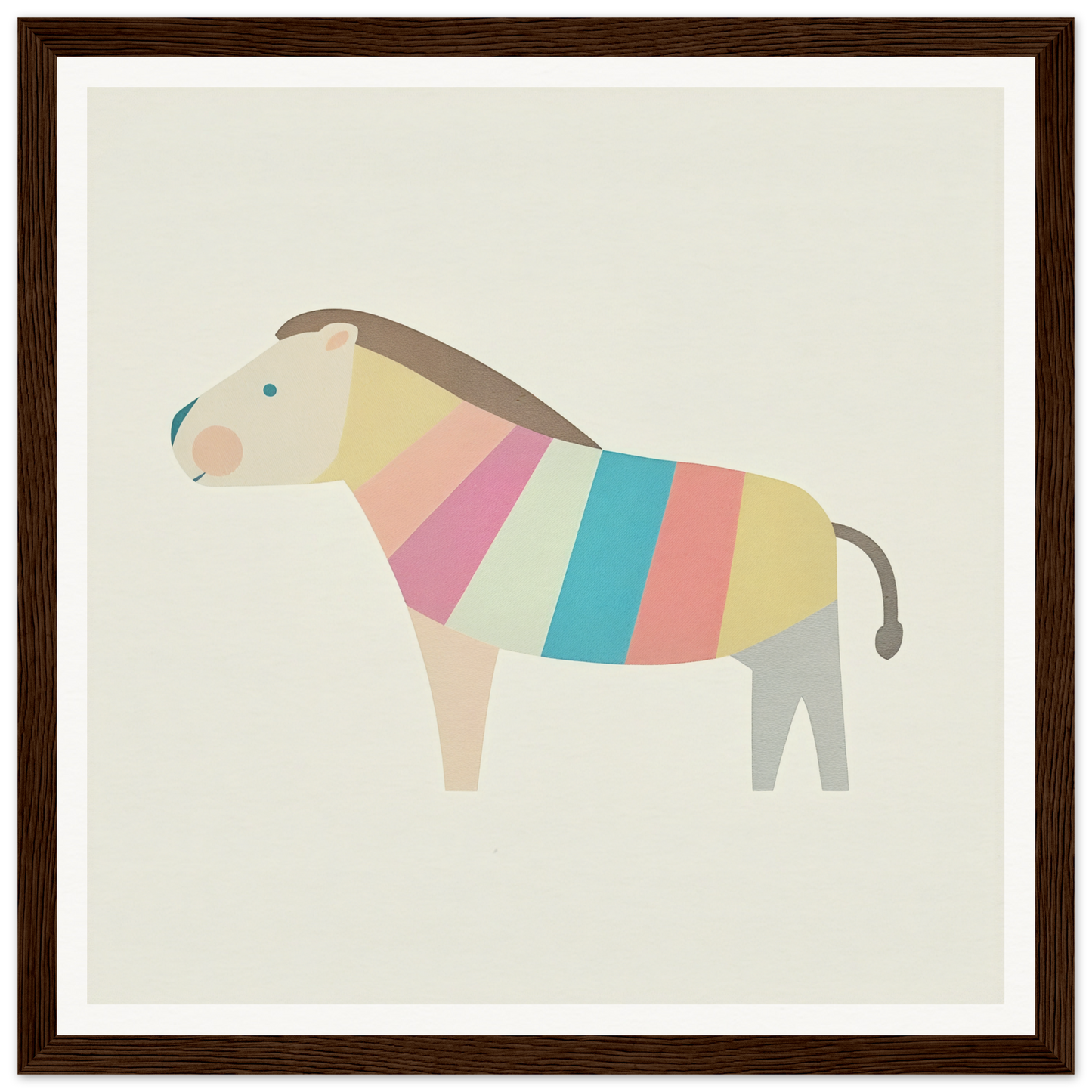 Colorful striped minimalist buffalo illustration for nursery wall art decor in product93