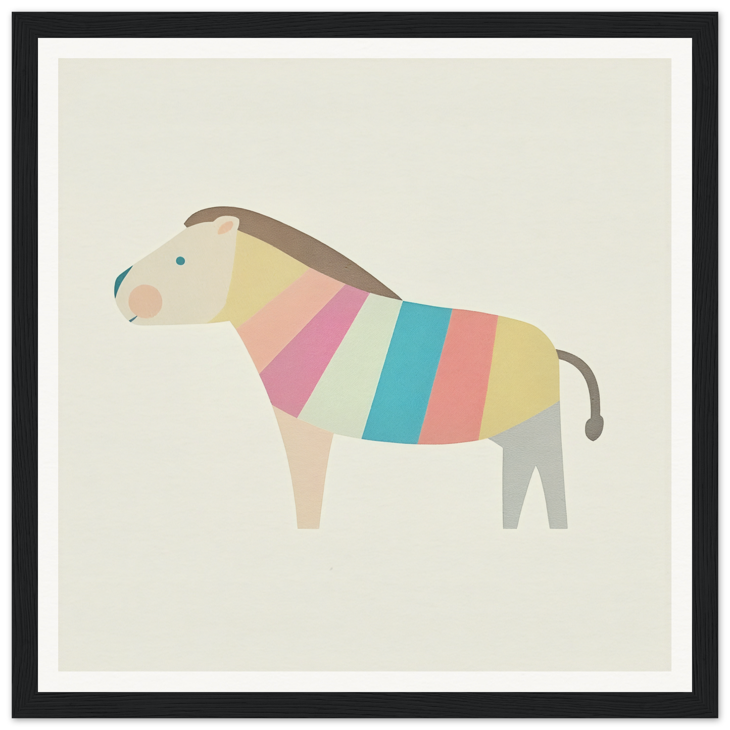 Minimalist buffalo illustration with pastel stripes, perfect for nursery wall art