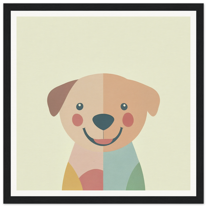 Minimalist illustration of a smiling dog for cute nursery wall art and decor