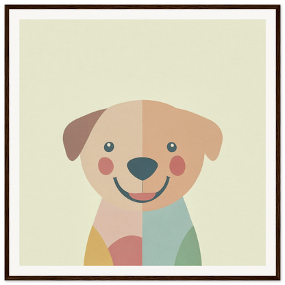 Minimalist smiling dog illustration for nursery wall art or decor in pastel colors