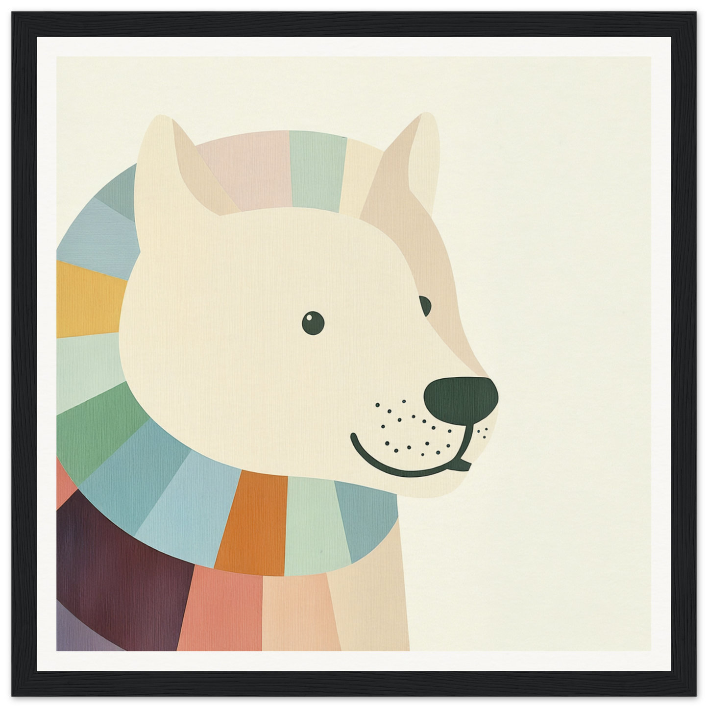 Stylized cartoon polar bear in a scarf for cozy nursery wall art or decor