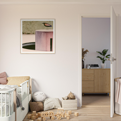 White wooden crib with curved railings from the Prophetic Pink Perch collection