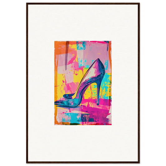 Colorful high-heeled shoe artwork capturing the Heel Phenomenon for trendy room decor