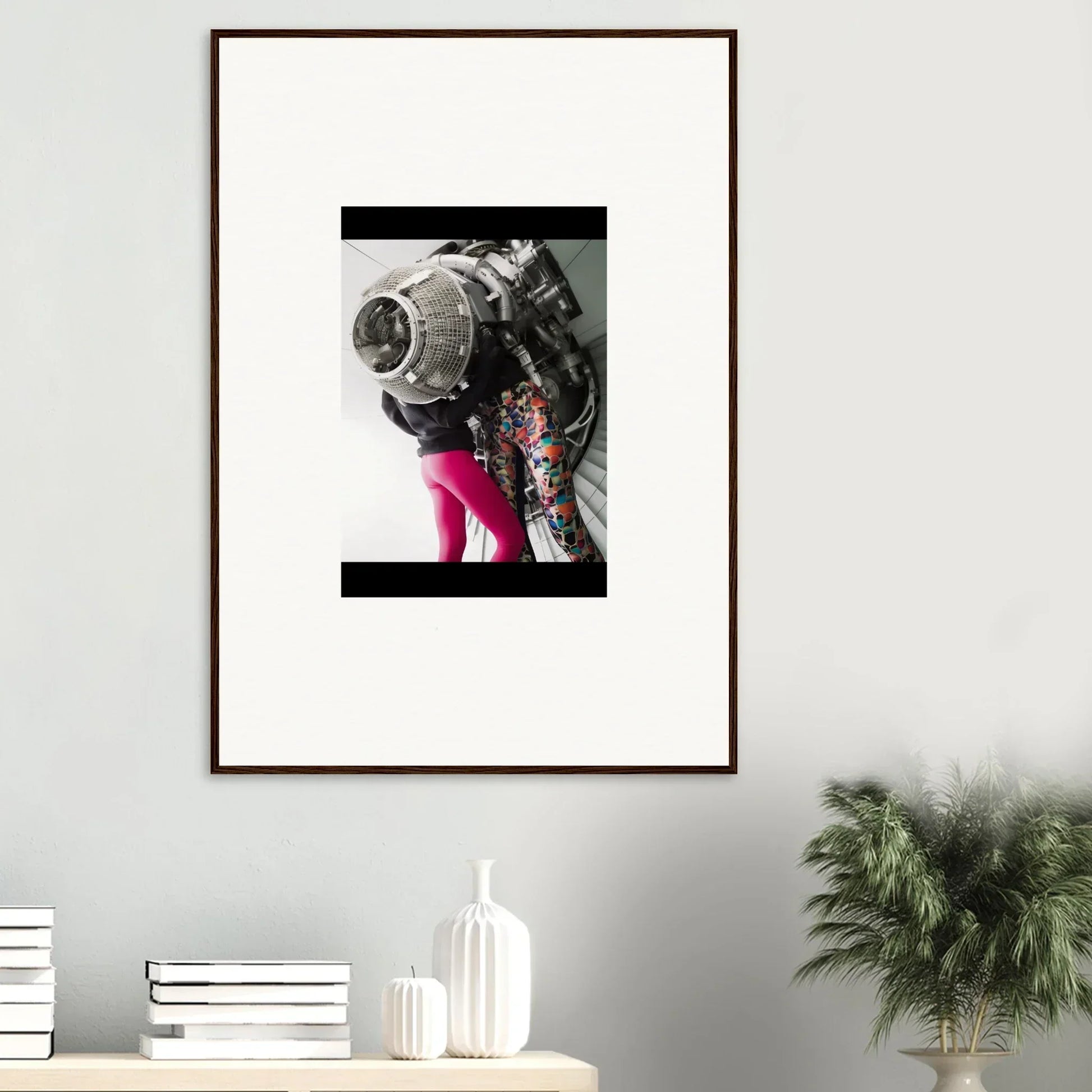 Framed wall art of astronaut in colorful spacesuit for unique room decor magneto embrace