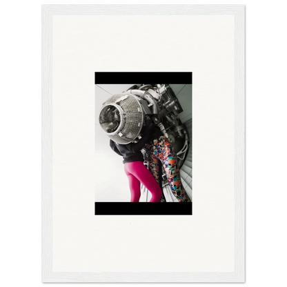 Bright pink motorcycle engine with patterned components in Psychedelic Magneto Embrace art