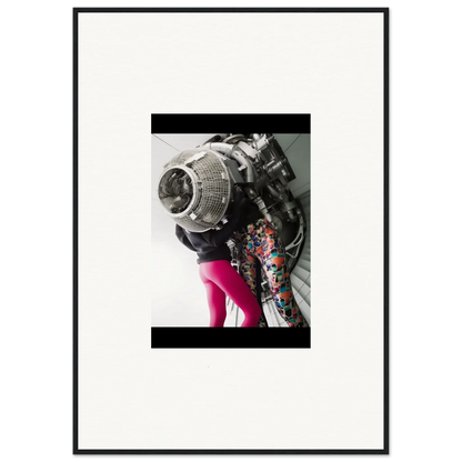 Astronaut in bright pink legs spacesuit for Magneto Embrace room decor framed wall art