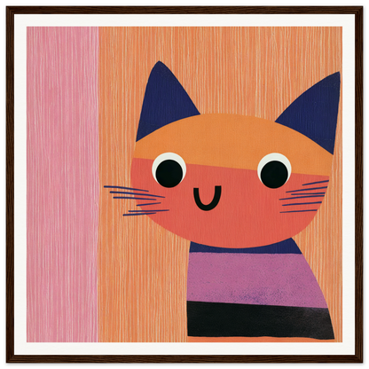 Cute cartoon cat with navy blue ears and purple collar from Special Edition Art™