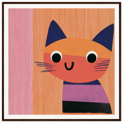 Cute cartoon cat in a purple and black striped shirt from Special Edition Art™