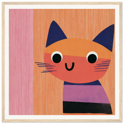 Cute cartoon cat with navy blue features in the special edition art™ Psychedelic Purring Whimsy