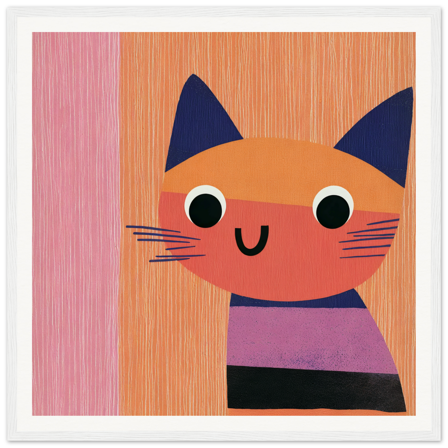 Cute cartoon cat with navy blue features from special edition art™ Psychedelic Purring Whimsy